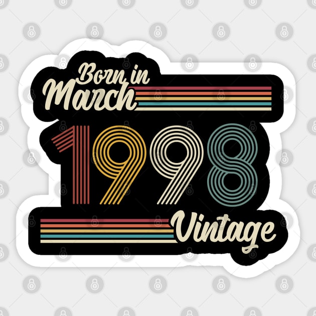 Vintage Born in March 1998 Sticker by Jokowow